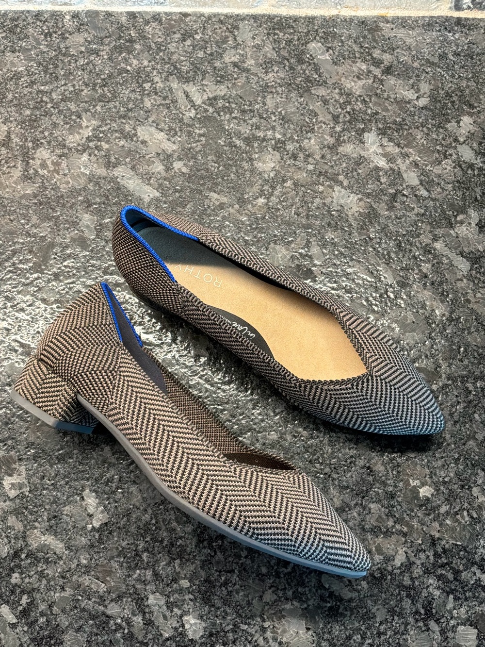 Rothy’s The High Point comfort heels herringbone black/beige size 8